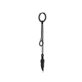 Black matte punk feather pendant earring with hoop and chain in gothic style - Style T