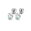 Silver star stud earrings with iridescent crystals and secure screw ball backs - Star AB Rhinestone