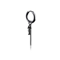 Boucle d'oreille créole noire en acier inoxydable avec breloque poisson et chaîne longue - Créole Chaîne Arête de Poisson(Style 53)