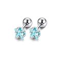 Sky blue star-shaped gemstone studs with silver screw-back balls in a 24-piece earring set - Star Aquamarine Rhinestone