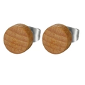 8mm natural wood stud earrings with silver-tone stainless steel posts for men and women - Wood And Metal / Natural Wood Color