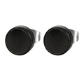 Minimalist 8mm matte black wood disk stud earrings with stainless steel posts - Wood And Metal / Black Wood Color