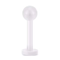 Transparenter Acryl-Lippenstecker mit Kugelspitze für 16G Piercingschmuck - 8mm / Weiß