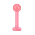 Rosa Acryl-Lippenpiercing mit glatter Kugel und flacher Basis auf weißem Hintergrund - 8mm / Rosa