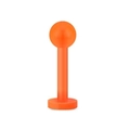 Detailansicht eines leuchtend orangefarbenen 16G Acryl-Lippenpiercings mit glatter Kugel - 8mm / Orange