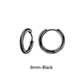 Minimalist 8mm black stainless steel hoop earrings set with smooth matte finish - 8mm Minimalist Hoop