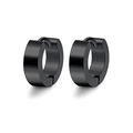Pair of minimalist black stainless steel huggie hoop earrings with matte metallic finish - Flip Clasp Hoop Huggies