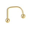 U-shaped gold stainless steel lip piercing ring with dual screw-on spheres - 1.2x10x3mm / Gold-Ball