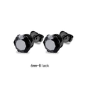 Paire de boucles d'oreilles clous en zircon noir 6mm avec serti classique à six griffes - Clou Pierre Noire à Six Griffes 6mm
