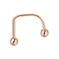 Minimalist U-shaped rose gold stainless steel body piercing ring with double polished beads - 1.2x10x3mm / Rose Gold-Ball