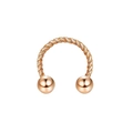 Roségoldener Hufeisen-Nasenring mit gedrehtem Seildesign und polierten Kugeln - Roségold