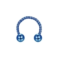 Blauer gedrehter Hufeisenring Circular Barbell mit Metallic-Finish und Kugeln - Blau