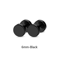Paire de boucles d'oreilles barbell minimalistes de 6mm en acier inoxydable noir - Clou Haltère 6mm