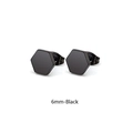 Boucles d'oreilles hexagonales noires de 6mm avec fermoirs papillon en acier inoxydable - Clou Hexagonal 6mm