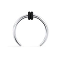 Septum-Hufeisenring aus poliertem Edelstahl mit zwei schwarzen Gummiringen - Doppelring U-Form Stil / Silber