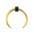 Polierter goldener Hufeisen-Septumring mit schwarzen O-Ringen und glatter Oberfläche - Doppelring U-Form Stil / Gold