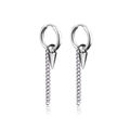 Silver punk hoop earrings with a sleek spike pendant and slender curb chain drop - Spike and Cuban Chain