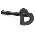 Nasenstecker aus mattem schwarzem Edelstahl mit hohlem Herzdesign und geradem Stab - 20.00g / Schwarz