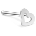 Detaillierte Nahaufnahme von herzförmigem Nasenstecker aus Edelstahl in Silber-Optik - 20.00g / Silber