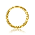 Golden stainless steel rope twist seamless ring for nose or cartilage piercing jewelry - Gold