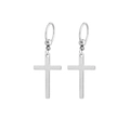 Punk style silver stainless steel hoop earrings with cross pendant for men and women - Style O / Steel / Single Piece