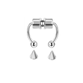Silver magnetic horseshoe nose ring set with interchangeable bead and cone ends - Magnetic Horseshoe / Steel Style A