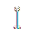 Σετ labret 16G από ανοξείδωτο ατσάλι ουράνιο τόξο με στρογγυλά ζιργκόν πέτρες - Ουράνιο Τόξο Ένθετο Ζιρκόνια Στυλ / 6mm