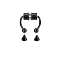 Black magnetic non-pierced nose ring set with interchangeable ball and spike studs - Magnetic Horseshoe / Black (Style A)