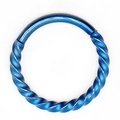 Blue twisted stainless steel seamless ring for nose, ear, and body piercings - 1.2*6mm / Blue