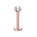 12-piece rose gold stainless steel labret set with sparkling cubic zirconia studs - 6mm / Prong Set Zirconia Style (Style-2)