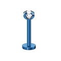 Dettaglio macro del piercing 16G in titanio blu con zircone trasparente incastonato a griffe - Zirconia Bianca - Barra Blu