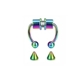 Rainbow magnetic horseshoe nose ring set with interchangeable ball and spike ends - Magnetic Horseshoe / Multicolor (Style A)
