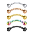 Five-piece stainless steel curved barbell set for eyebrow piercing in assorted metallic colors - Smallest Style / 5-Piece Set