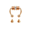 Rose gold magnetic septum ring set with interchangeable round balls and cone spikes - Magnetic Horseshoe / Rose Gold Style A