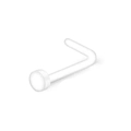 Détail d'un piercing de nez en acrylique flexible en forme de L blanc et discret - Style A Forme L