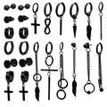 Set van 24 stuks matzwarte roestvrijstalen oorbellen en hangers voor heren hiphop - Oorsieraden Combinatie Set