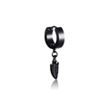 Boucle d'oreille noire en acier inoxydable avec pendentif feuille et fini mat - Créole Pendentif Plume(Style 50)