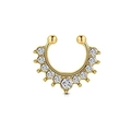 U-shaped golden faux nose ring with nine sparkling white zircon stones for non-pierced wear - Horseshoe Rhinestone / Gold Style E