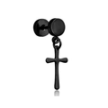 Clou d'oreille unique en acier inoxydable noir mat avec un pendentif en forme de croix - Puce d'oreille Haltère Croix(Style 35)