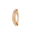 Poliertes Bauchnabelpiercing in Roségold mit gebogenem Stab und weißen Zirkonia-Steinen - Einreihige Zirkonia-Einlage / 1.6x10mm / Roségold
