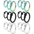 18-piece set of captive bead rings in rainbow, black, and silver polished stainless steel - 18 Pieces Set / 1.2mm x 8-10-12mm / Rainbow/Black/Silver Mixed