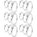 18-piece silver stainless steel nose ring set with ball closures in various diameters - 18 Pieces Set / 1.2mm x 8-10-12mm / Silver