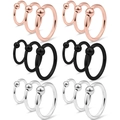 18-piece stainless steel captive bead ring set in rose gold, black, and silver finishes - 18 Pieces Set / 1.2mm x 8-10-12mm / Rose Gold/Black/Silver Mixed