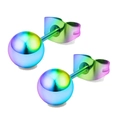 Set di 36 paia di orecchini a sfera in acciaio inossidabile color arcobaleno - Stile Palla Rotonda / Colorato / 2mm (1 Paio)