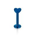 Blue heart-shaped stainless steel labret stud with a flat back for lip or ear piercing - Heart / 6mm (1 Piece) / Blue