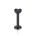 Black stainless steel heart labret stud jewelry for piercings with a matte finish - Heart Style (HUN168803114B) / 6mm