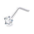 Piercing de nariz en forma de L de acero inoxidable con circonita de estrella - Estilo de Estrella de Cinco Puntas