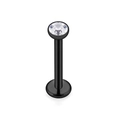 12-piece black stainless steel lip stud set with sparkling clear cubic zirconia stones - Bezel Set Zirconia Style