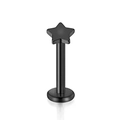 Matte black stainless steel labret stud with a pentagram star top design and flat base - Pentagram / 6mm (1 Piece) / Black