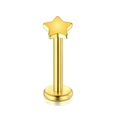 Gold star-shaped stainless steel labret stud with a flat back and polished finish - Pentagram / 6mm (1 Piece) / Gold